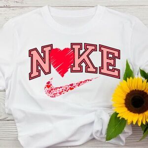 Nike White T-Shirt with Red Heart Design